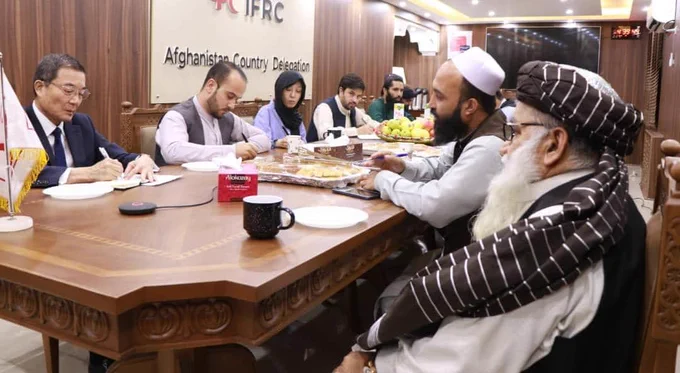 On 3rd September, Mr. Mawlavi Matiul Haq Khalis, Acting President of Afghan Red Crescent, meets with Mr.Takashi Okada, the Ambassador of Japan to Afghanistan, in the capital Kabul!